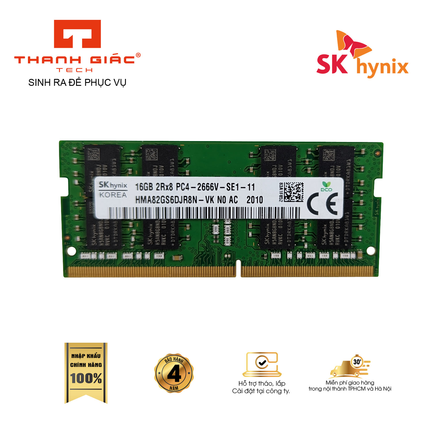 RAM Laptop Hynix 16GB DDR4 2666MHz SODIMM - Hàng Nhập Khẩu