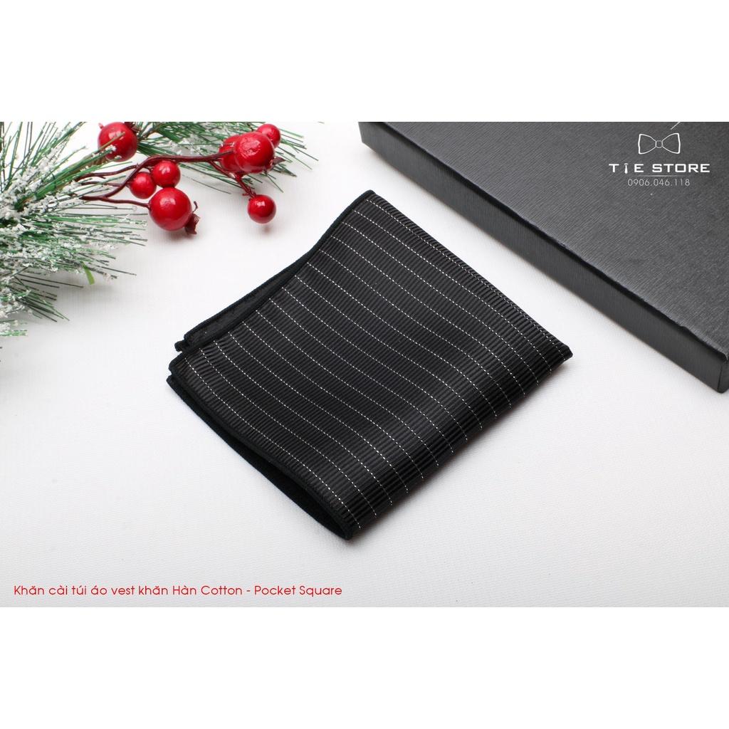 Khăn Cài Túi Áo Vest - Pocket Square, phụ kiện lịch lãm, kẻ đen