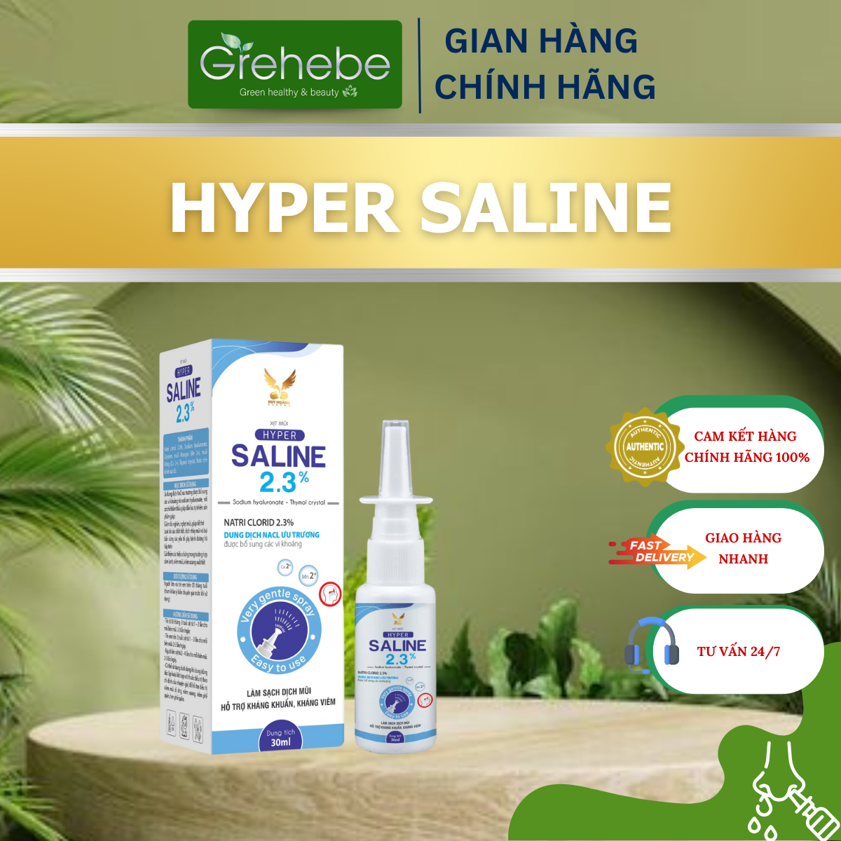 HYPER SALINE 2,3% – Xịt mũi NaCl ưu trương (Chai 30ml)