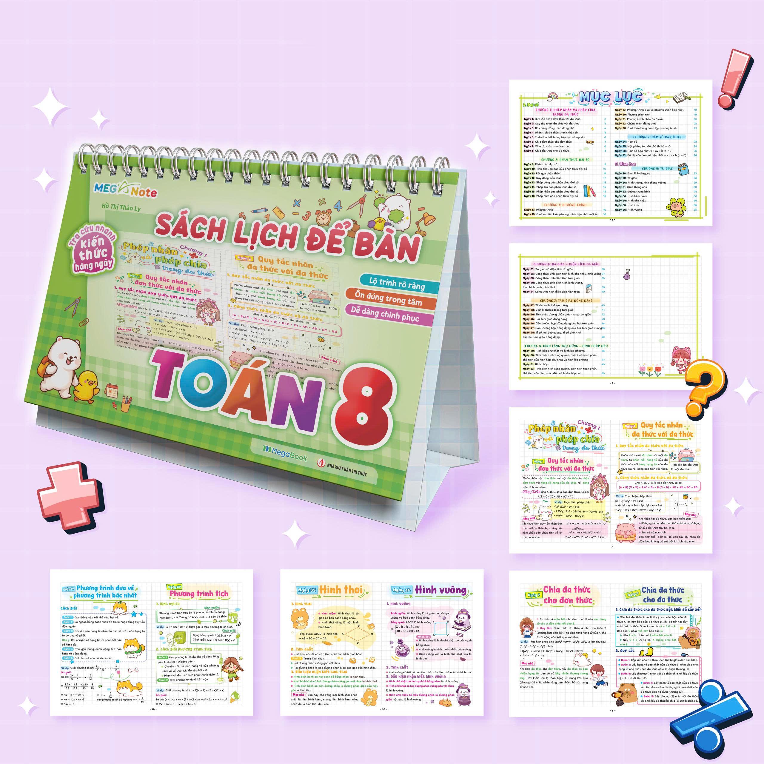 Sách - Sách Lịch Để Bàn - Tra Cứu Nhanh Kiến Thức Hàng Ngày - Toán 8