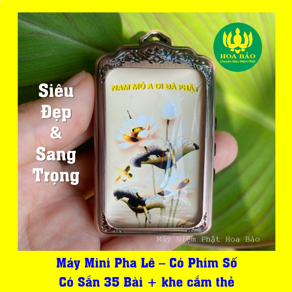 Máy Niệm Phật Mini có phím số - Pha Lê Đồng Siêu Đẹp, có sẵn 35 bài, khe cắm thẻ nhớ