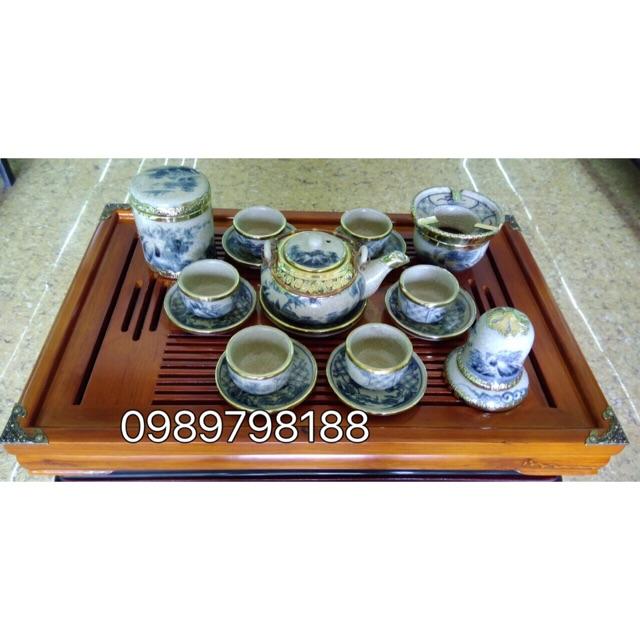 Bộ ấm chén men rạn bọc đồng