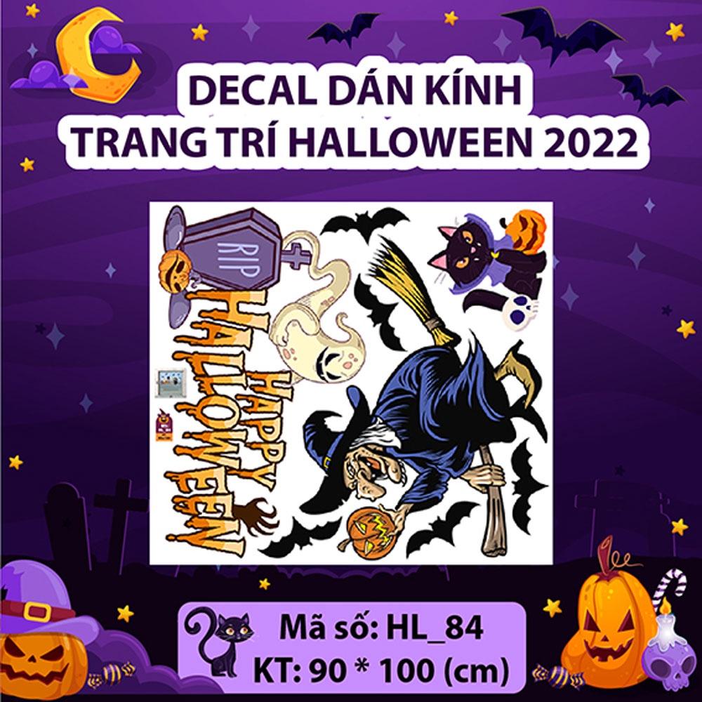 DECAL TRANG TRÍ HALLOWEEN 2022 COMBO PHÙ THỦY BAY LƯỢN