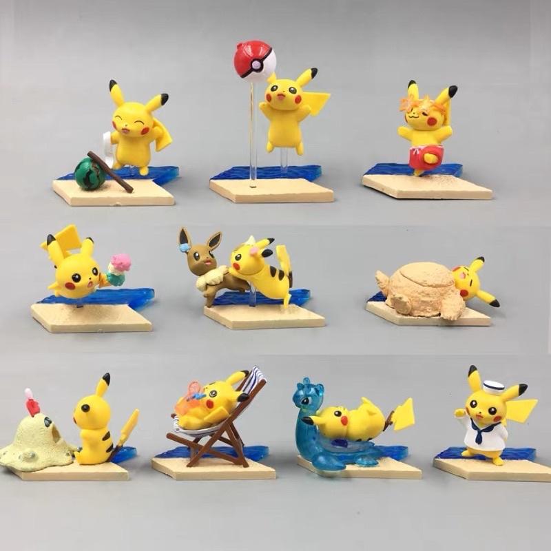 Mô hình pokemon pikachu bãi biển mùa hè đồ chơi trang trí