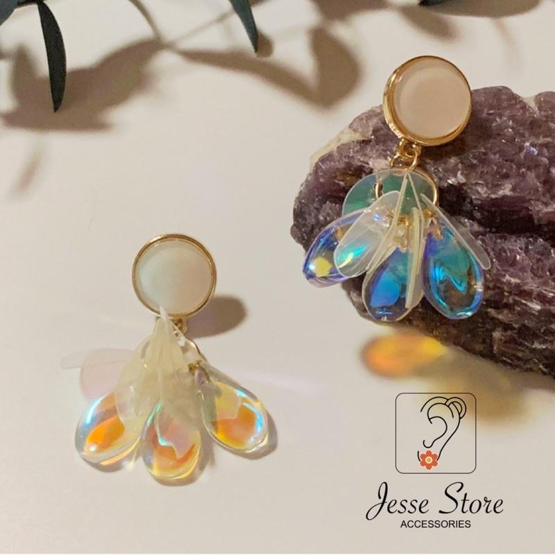 Bông tai bạc 925 7 màu jesse store J14 đá đổi màu