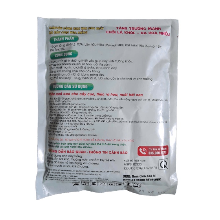 Phân bón NPK Song Ngưu 20-20-15 +TE đa năng chuyên dùng rau củ quả - hoa cảnh giúp chồi lá khỏe ra nhiều hoa