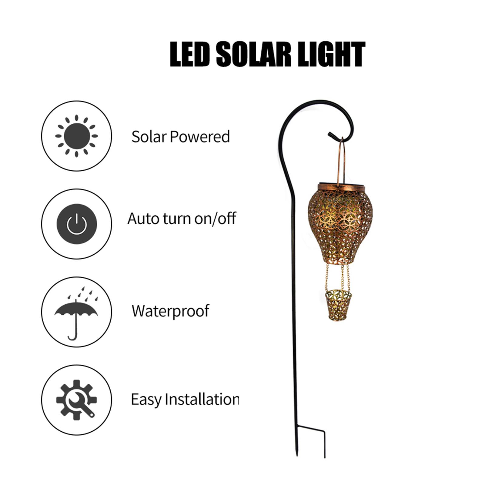 Đèn Led Năng Lượng Mặt Trời Chống Thấm Nước Ip65 Hình Khinh Khí Cầu Retro