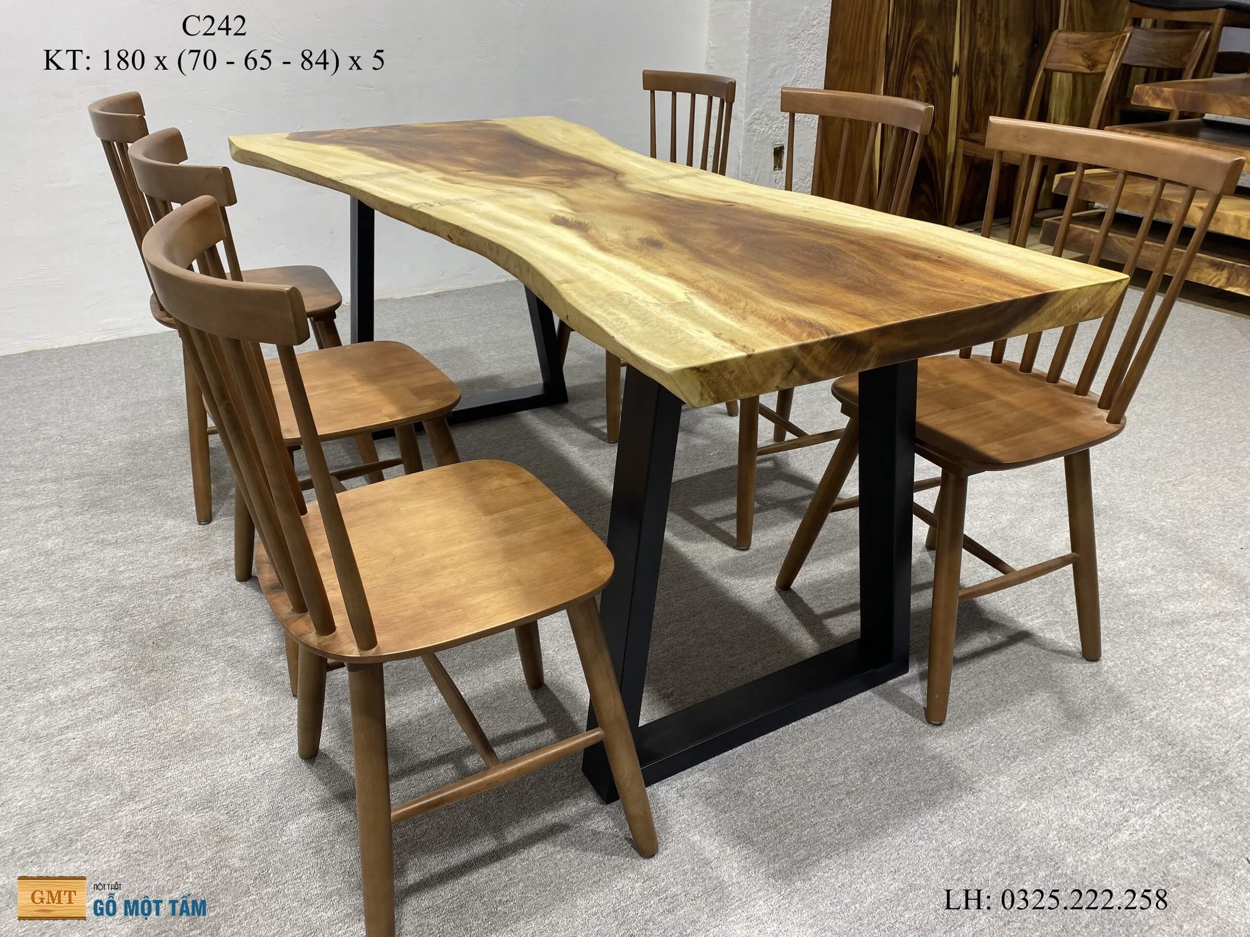 Bàn Sân Vườn Gỗ Me Tây, Bàn Cafe Gỗ Me Tây, Bàn Gỗ Me Tây Nguyên Tấm Dài 1,8m Rộng 84cm Dày 5cm