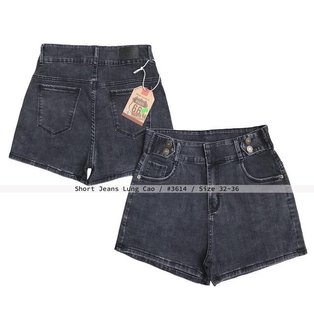 Quần short jean nữ Big Size lưng cao, co dãn mạnh, lưng đai kiểu nhiều nút đang hot trend 3616 molijean