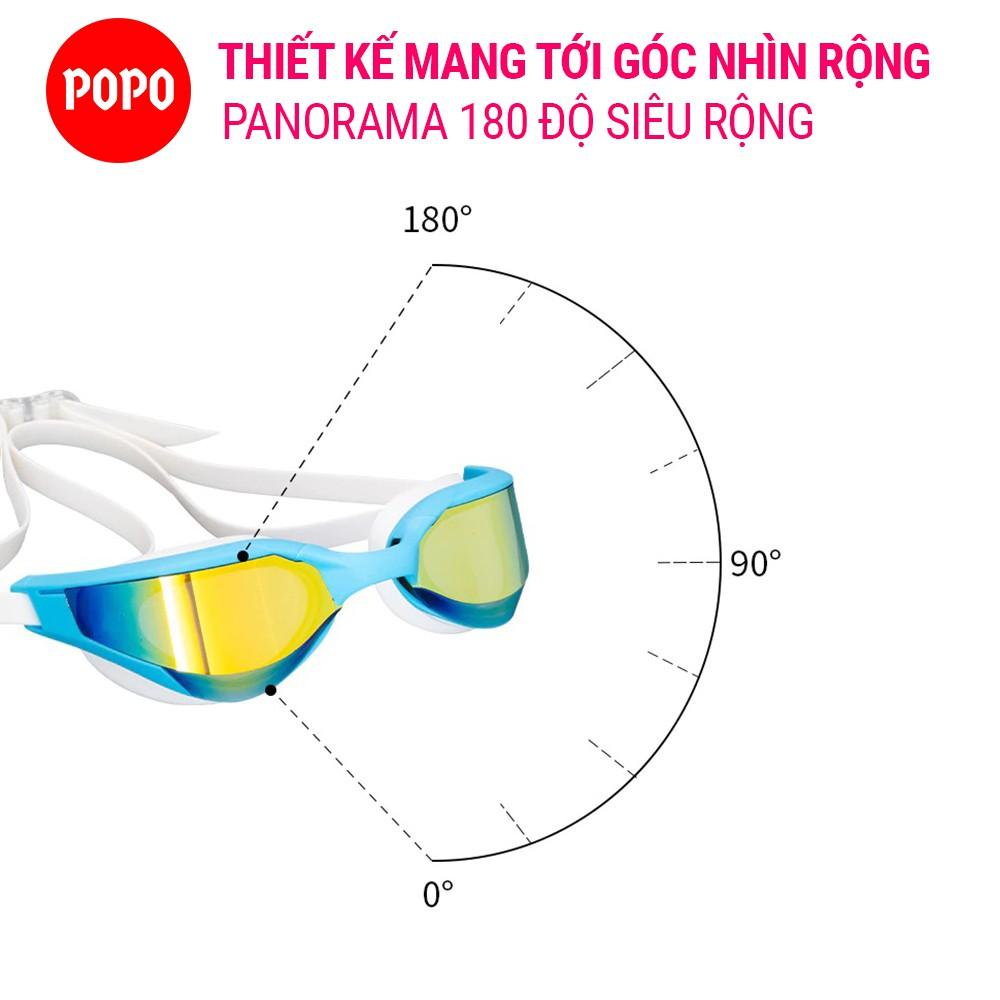 Kính bơi người lớn POPO 710, mắt tráng gương cho thi đấu chuyên nghiệp cản tia UV, chống sương mờ