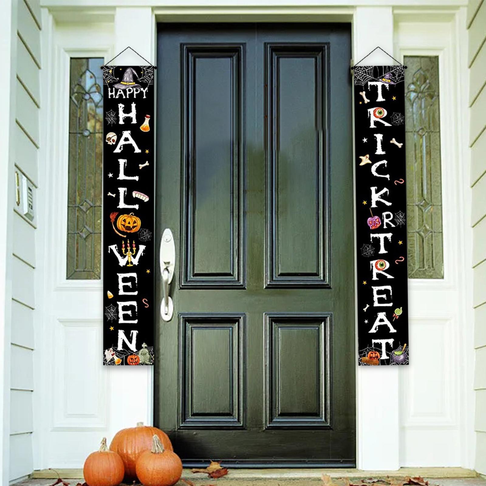 Halloween Banner Hanging Door Decorative Indoor Flag Halloween Decor for Festival Themed Party Haunted House Front Decor