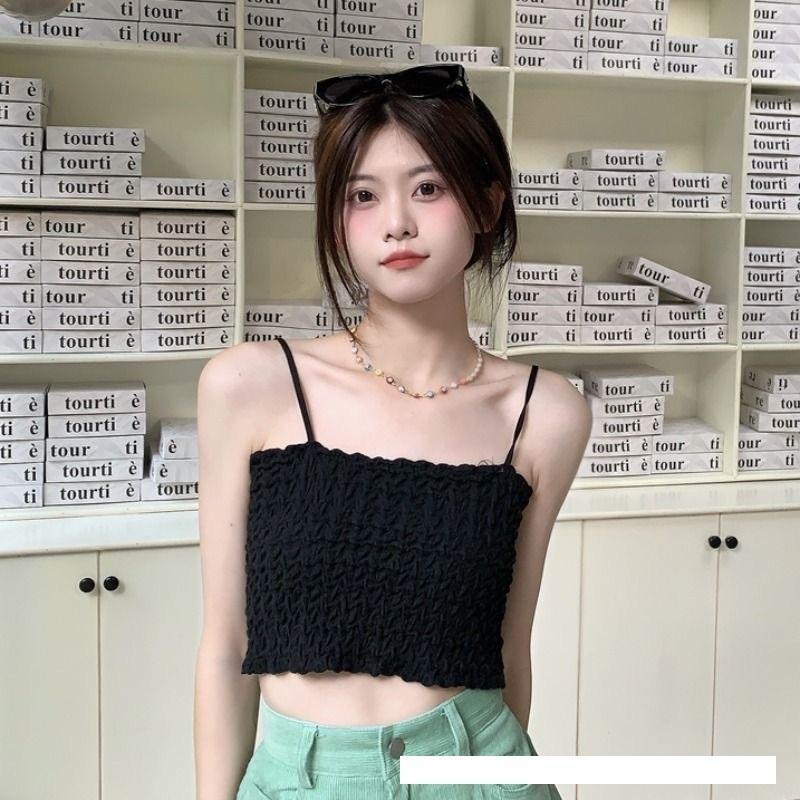 Áo Bra 2 dây dáng Lửng CROPTOP NHÚN có đệm mút liền áo,cogiãn, nhiều màu lựa chọn cho Nữ Women Thun Nhung Dáng Ngắn