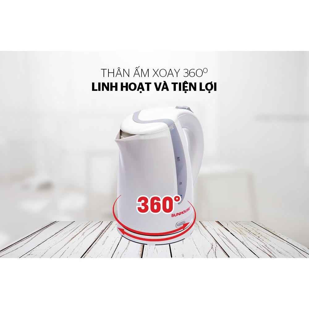 Ấm siêu tốc nhựa Sunhouse SHD1300, Công suất 1850W, Dung tích 1,7 lít, Hàng chính hãng - Bảo hành 12 tháng