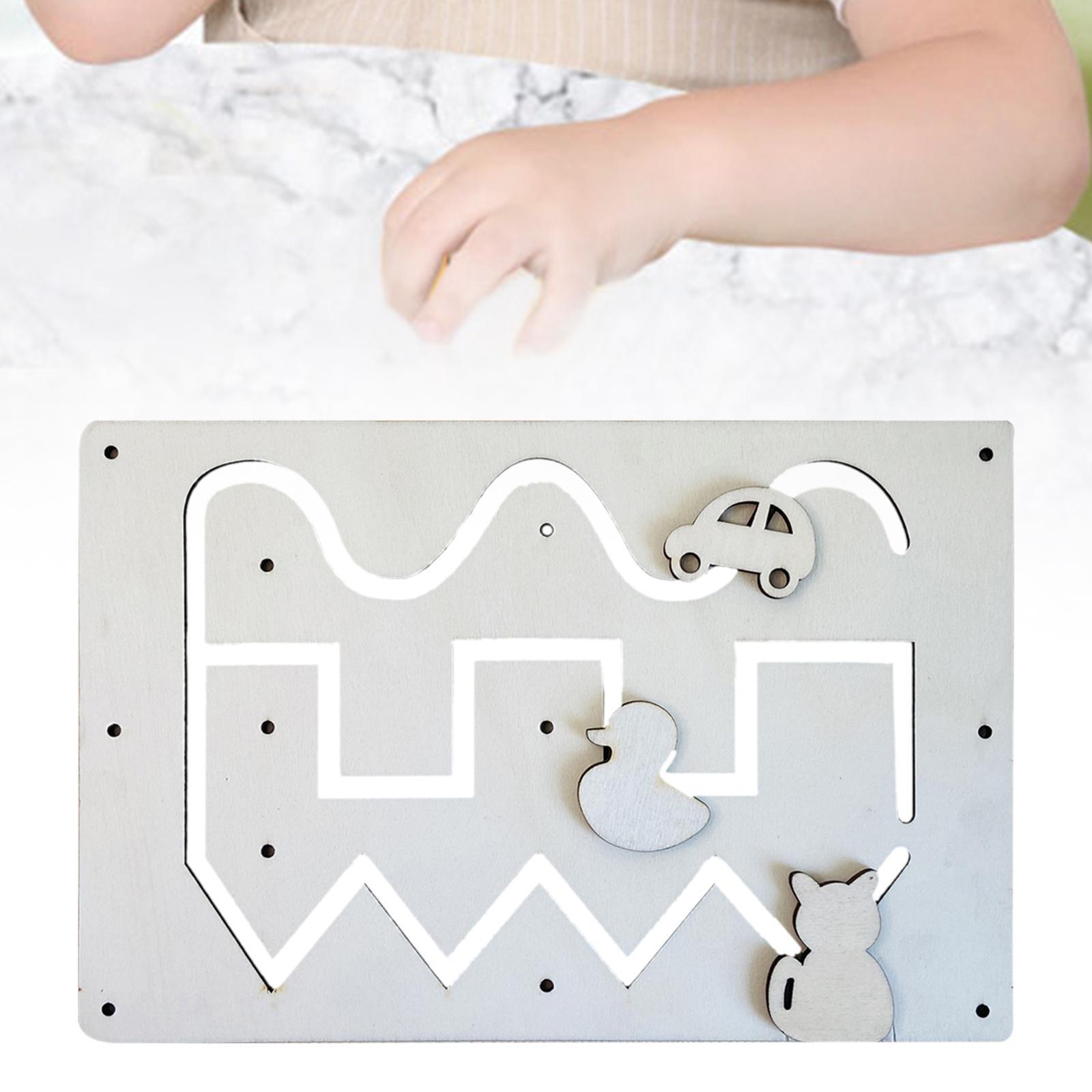 Early Educational Busy Board DIY Accessories Slide Track Puzzle Toys Indoor Play Game Motor Skill Gifts Wood for Toddler Girls Children Kids