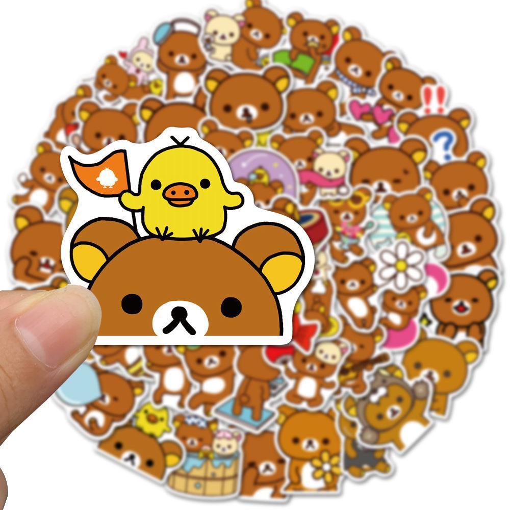 Sticker gấu vịt Rilakkuma hoạt hình cute trang trí mũ bảo hiểm,guitar,ukulele,điện thoại,sổ tay,laptop-mẫu S39