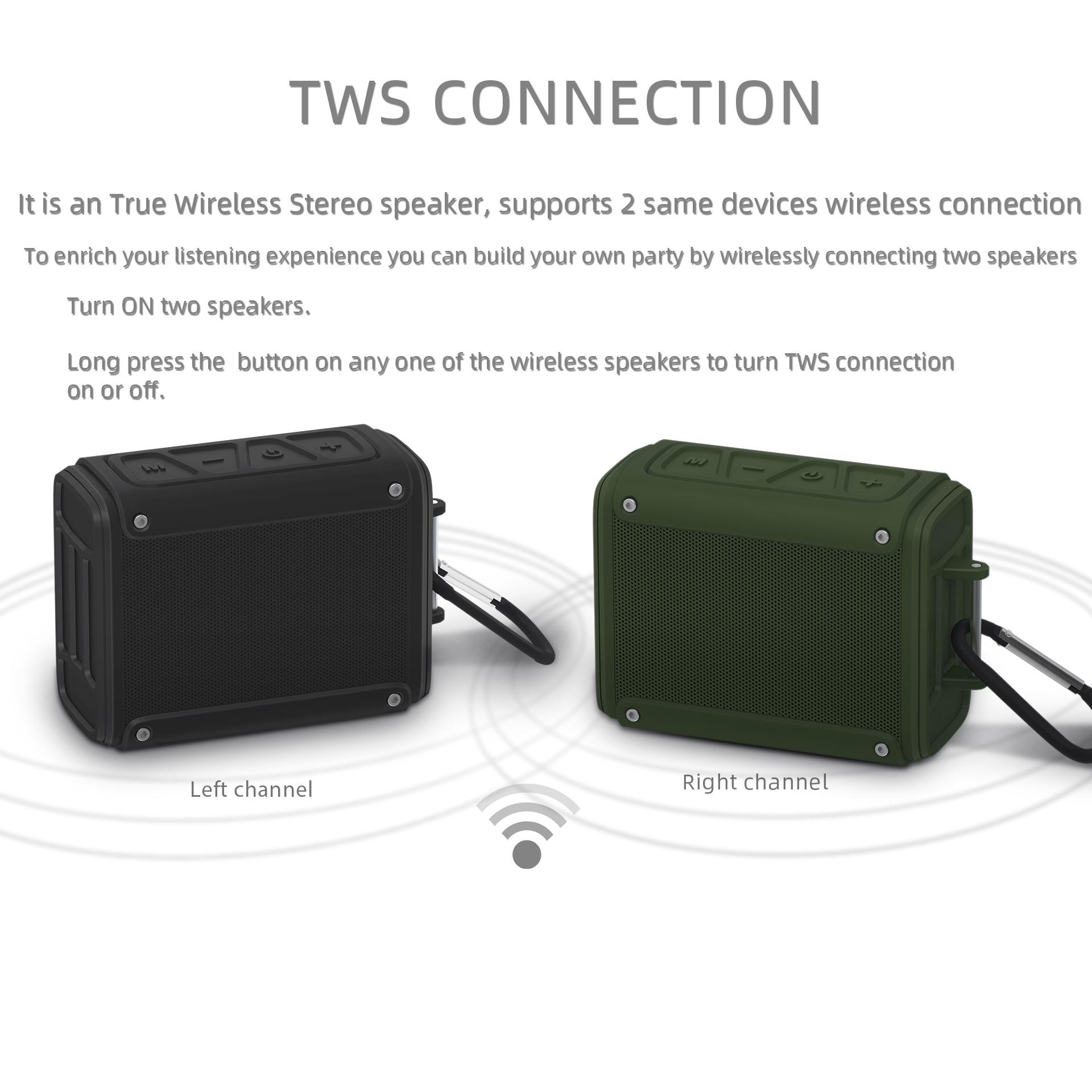 Loa không dây Loa siêu trầm tương thích Bluetooth di động Loa chống nước Hộp âm thanh Hỗ trợ TF FM TWS Cuộc gọi ngoài trời Color: 109-Green
