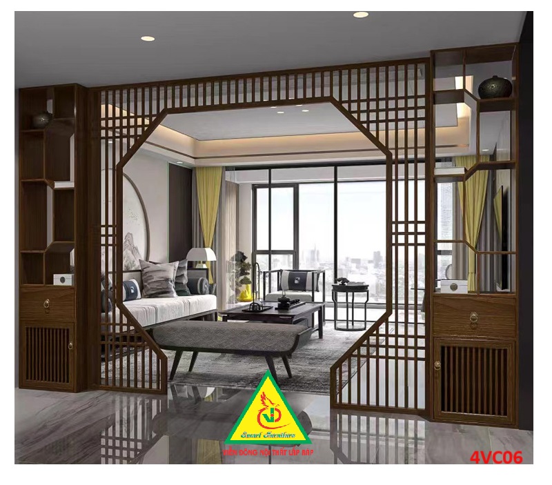 Vách ngăn bình phong , vách ngăn phòng khách nhà bếp 4VC06 - Nội thất lắp ráp Viễn Đông Adv