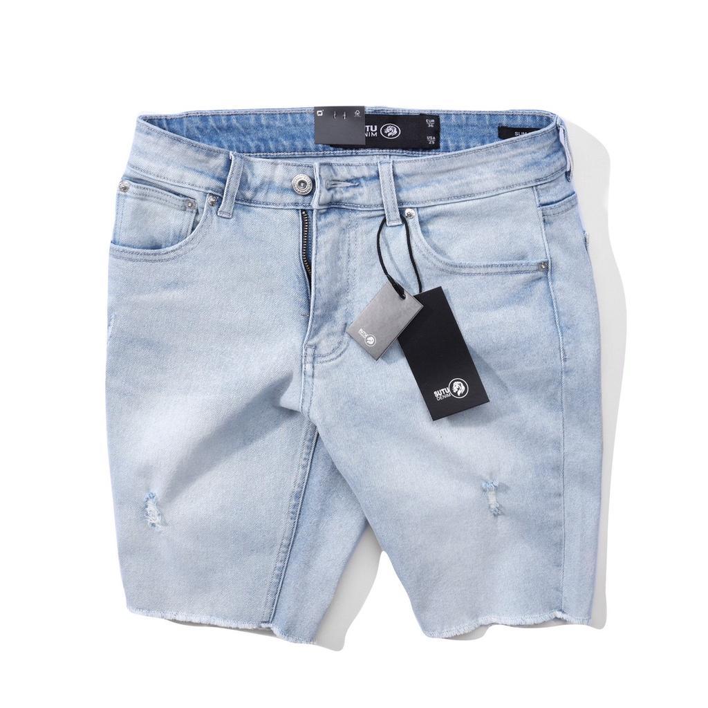 Quần Short Jeans Rách Nam SUTU BRAND Form Suông Vừa Vặn Chất Co Dãn Thoải Mái Không Ra Màu Khi Giặt Tẩy | Q0G - Đen