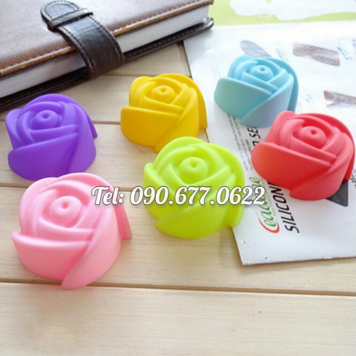 Bộ 10 khuôn silicon làm bánh, rau câu, bánh bông lan, bánh da lợn, bánh Cookie hoa hồng 3 lớp – Mã số 1130