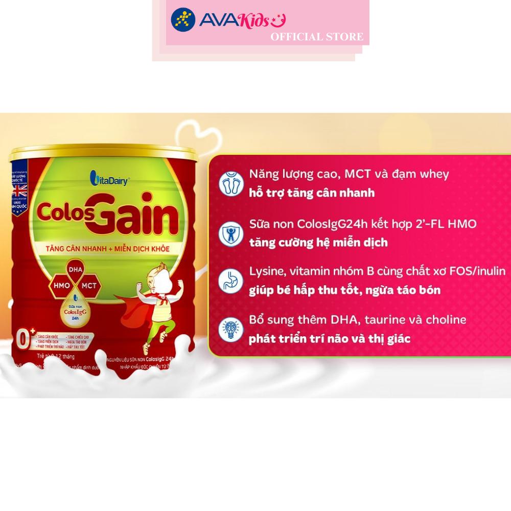 Sữa bột Colos Gain 0+ (sữa non) hương vani 800g (0 - 12 tháng)
