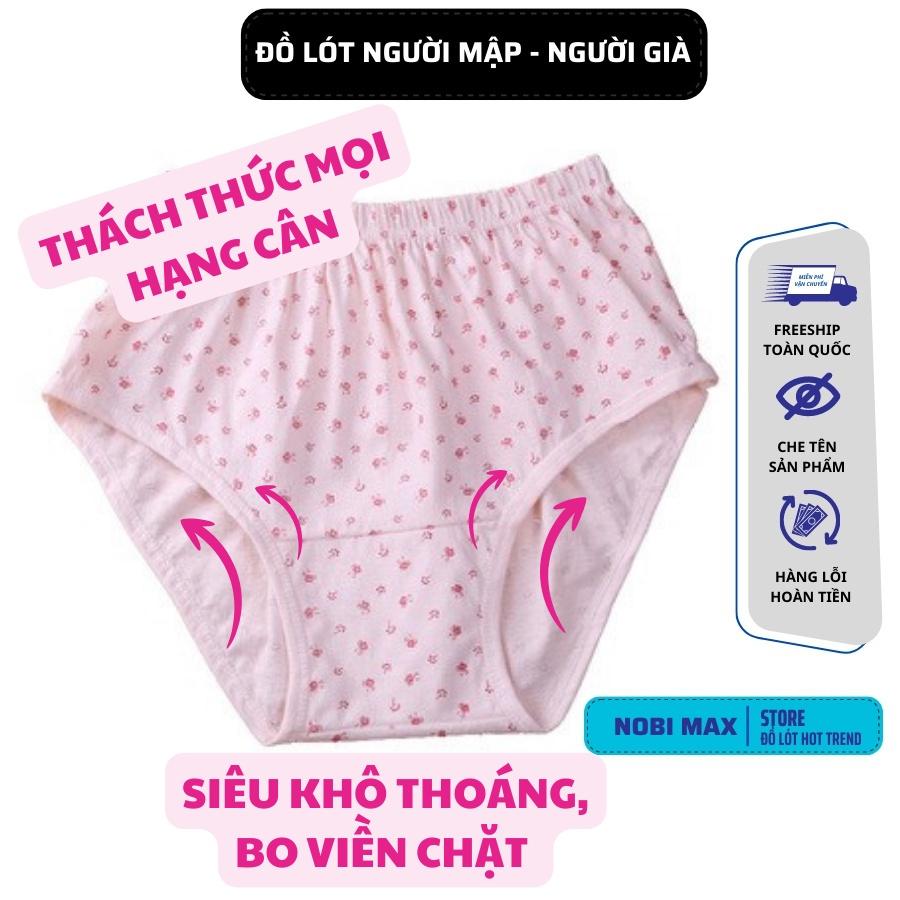 Quần Lót Nữ Cho Người Già Người Béo Mập, quần lót kháng Khuẩn thoáng mát Cạp Cao 60kg -&gt; 90kg - Nobimax TSDL163