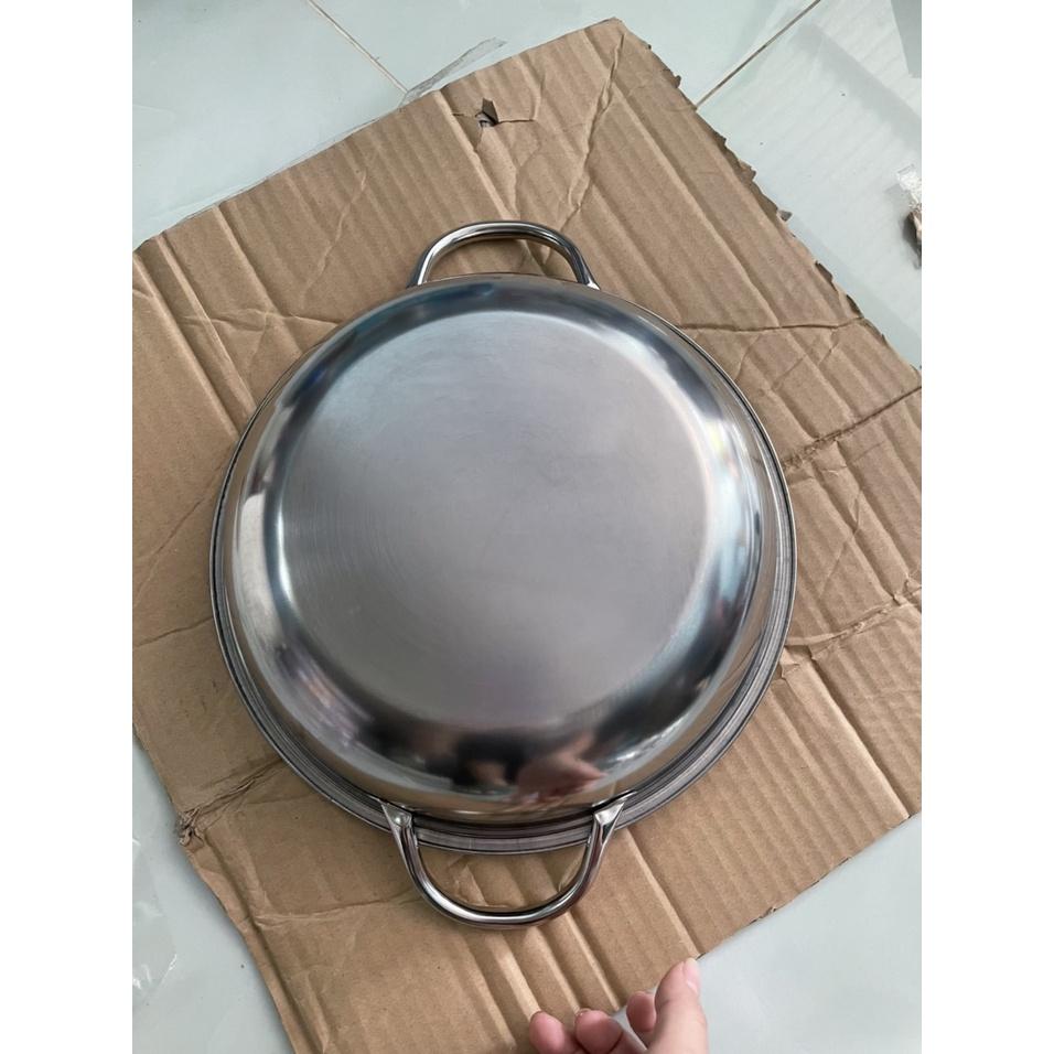 NỒI LẨU INOX NẮP KÍNH SIZE 26CM DÙNG ĐƯỢC CHO BẾP TỪ