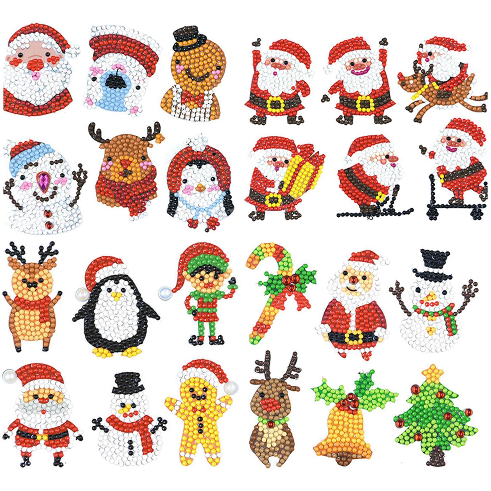 24Pcs 5D Christmas Stickers DIY Home decor Embroidery Kits Kids Arts