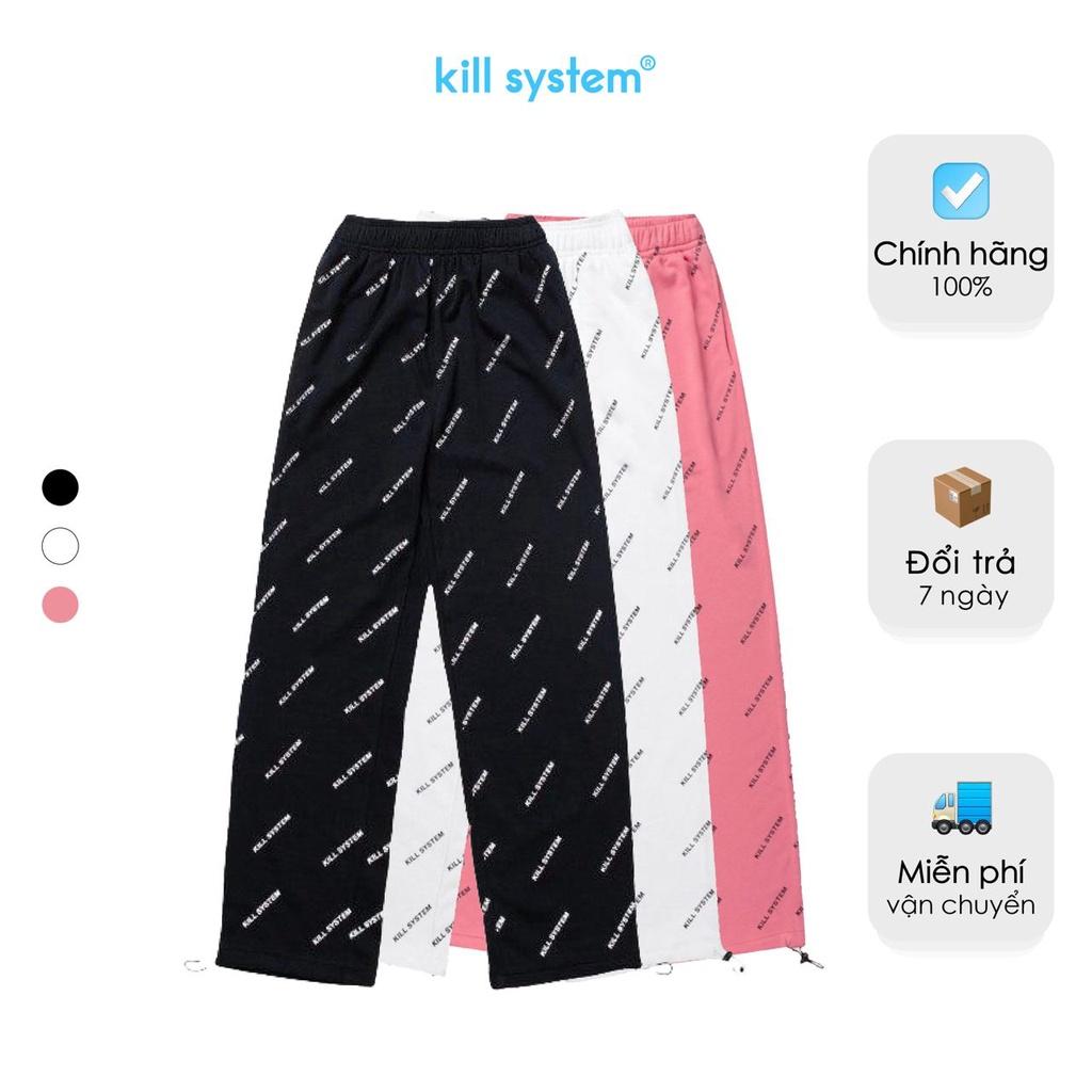 Quần thun Kill System ống rộng dáng suông Cross nam nữ, nhiều màu vải chân cua co giãn tốt phong cách unisex