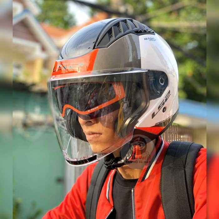 Nón bảo hiểm LS2 chính hãng 3/4 Copter Urbane đỏ