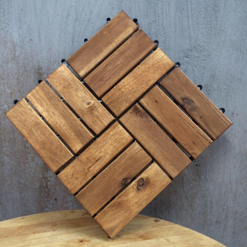 Combo 5 Tấm Sàn Gỗ Tự Nhiên Vỉ Nhựa Lắp Ghép Decor Phòng Khách, Ban Công, Nhà Tắm, Ngoài Trời Gỗ Keo Xuất Khẩu