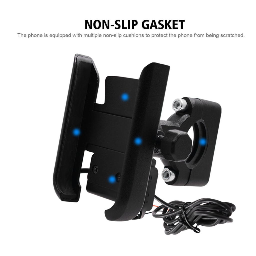 360° Universal Motorcycle Handlebar Cell Phone Mount USB Charger GPS Holder.