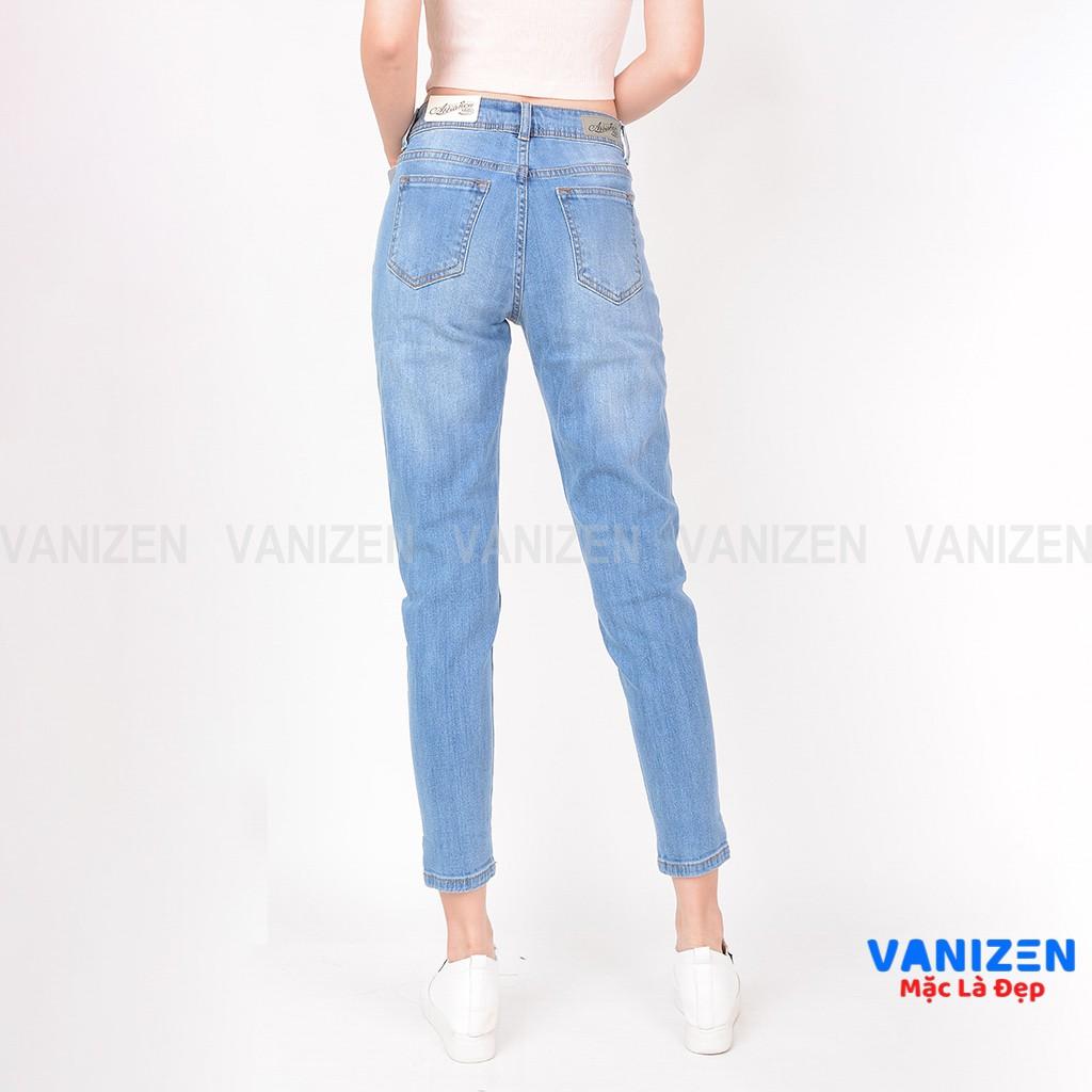 Quần jean nữ ống rộng baggy đẹp lưng cao cạp căn bản rách nhẹ hàng cao cấp mã 460 VANIZEN