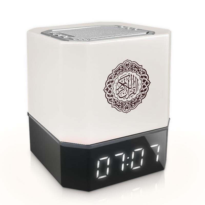 Hộp loa Hồi giáo có Điều khiển từ xa Bluetooth Đèn ngủ Hồi giáo Ứng dụng thông minh Đồng hồ kỹ thuật số AZAN với bản dịch Kinh Qur'an Màu sắc: Trắng