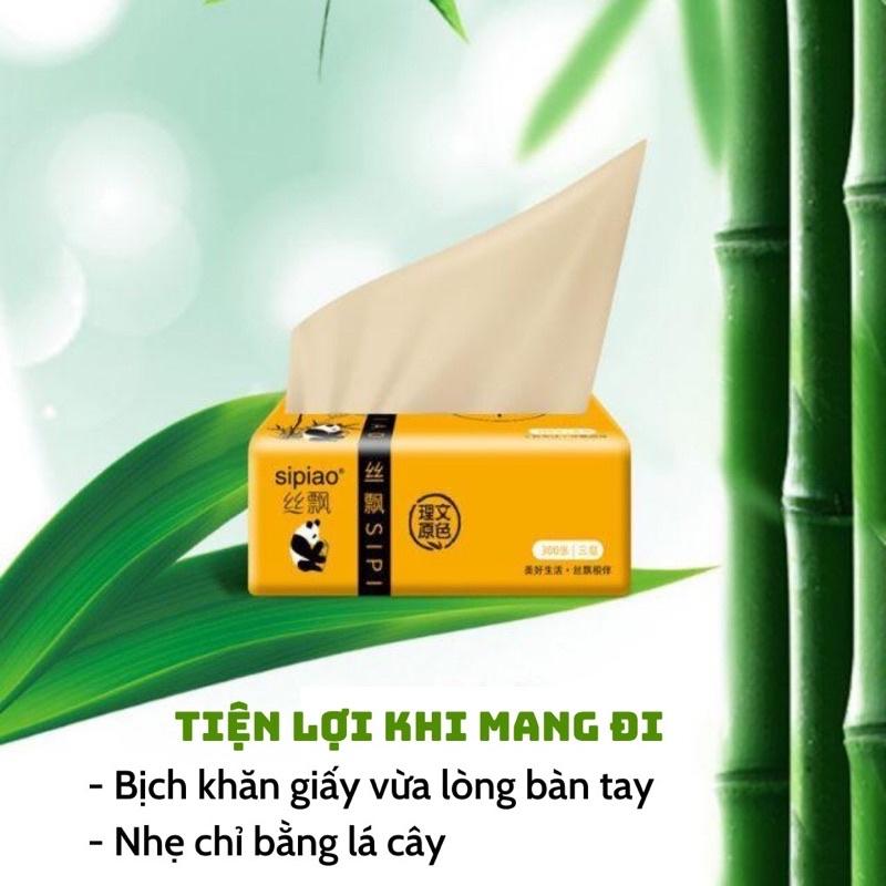 Khăn Giấy Ăn Gấu Trúc Than Tre Hoạt Tính Sipiao Siêu Dai, Siêu Mềm, Thấm Nước Tốt