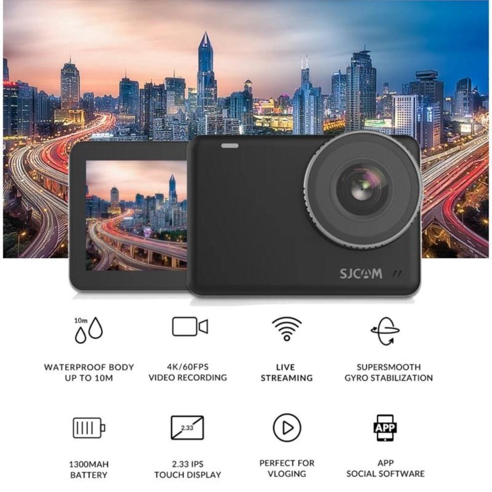 Máy ảnh hành động của SJCAM SJ10 Pro 4K 60fps WiFi WiFi Gyro Anti-Shake 8x Zoom Motorcycle Cam Sports Video Camrecorder Selfie DV