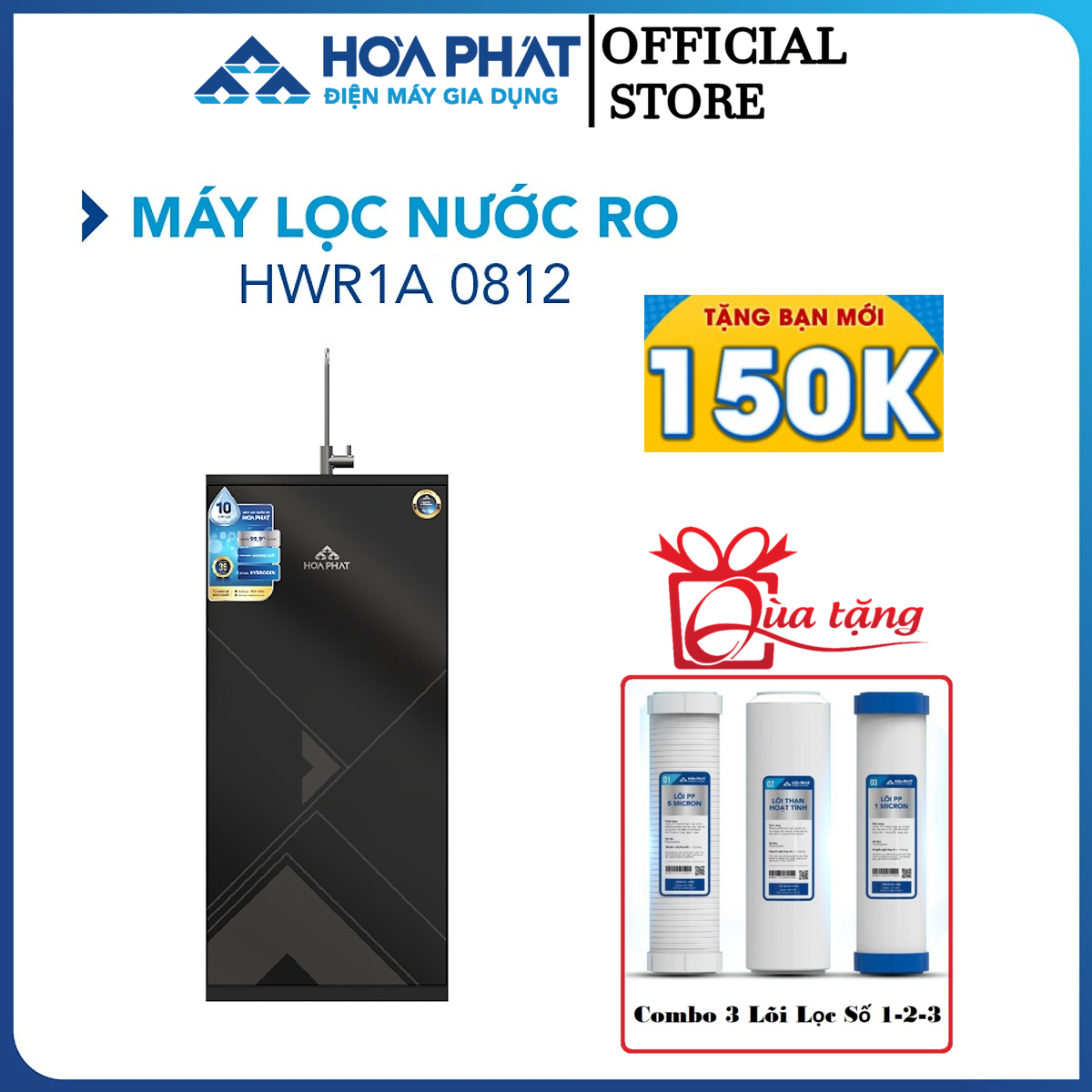 Máy lọc nước RO Hòa Phát HWR1A-0812 - Bảo hành 36 tháng - Hàng chính hãng