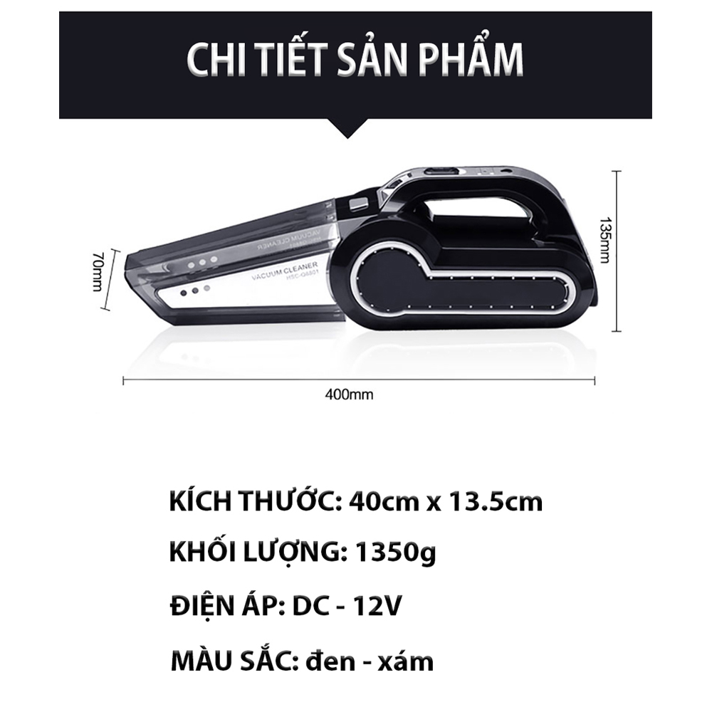 Máy hút bụi cầm tay mini dành cho xe oto, nhà cửa, tiện lợi nhẹ nhàng dễ dàng sử dụng - TD02 (Phụ Kiện Ô Tô)