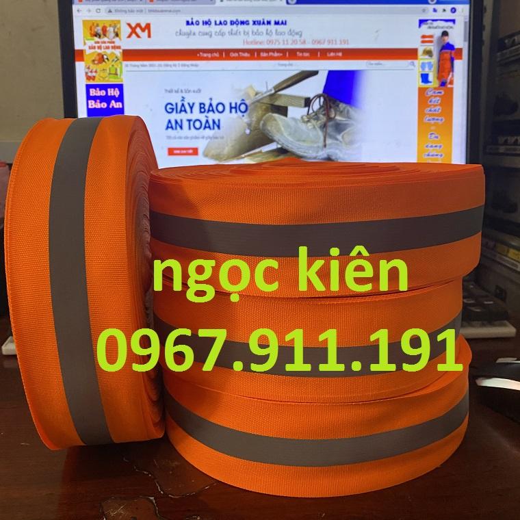 VẢI DẠ CÓ PHẢN QUANG SỌC XÁM BẢN 2,5 CM DÀI 100 MÉT ( MÀU XANH)