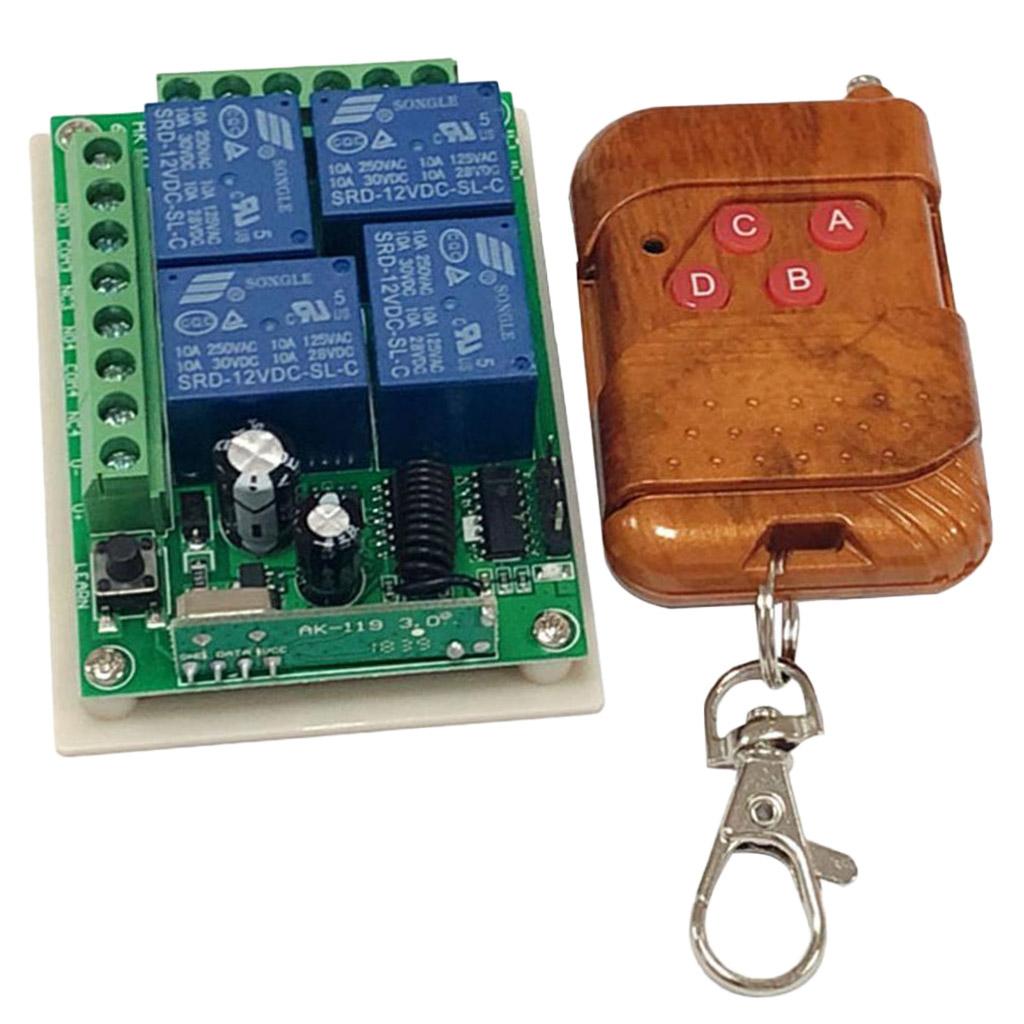 4CH Mini Relay Wireless RF Remote Control Switch -Power LED Lamp Controller, Micro Receiver Transmitter 433Mhz