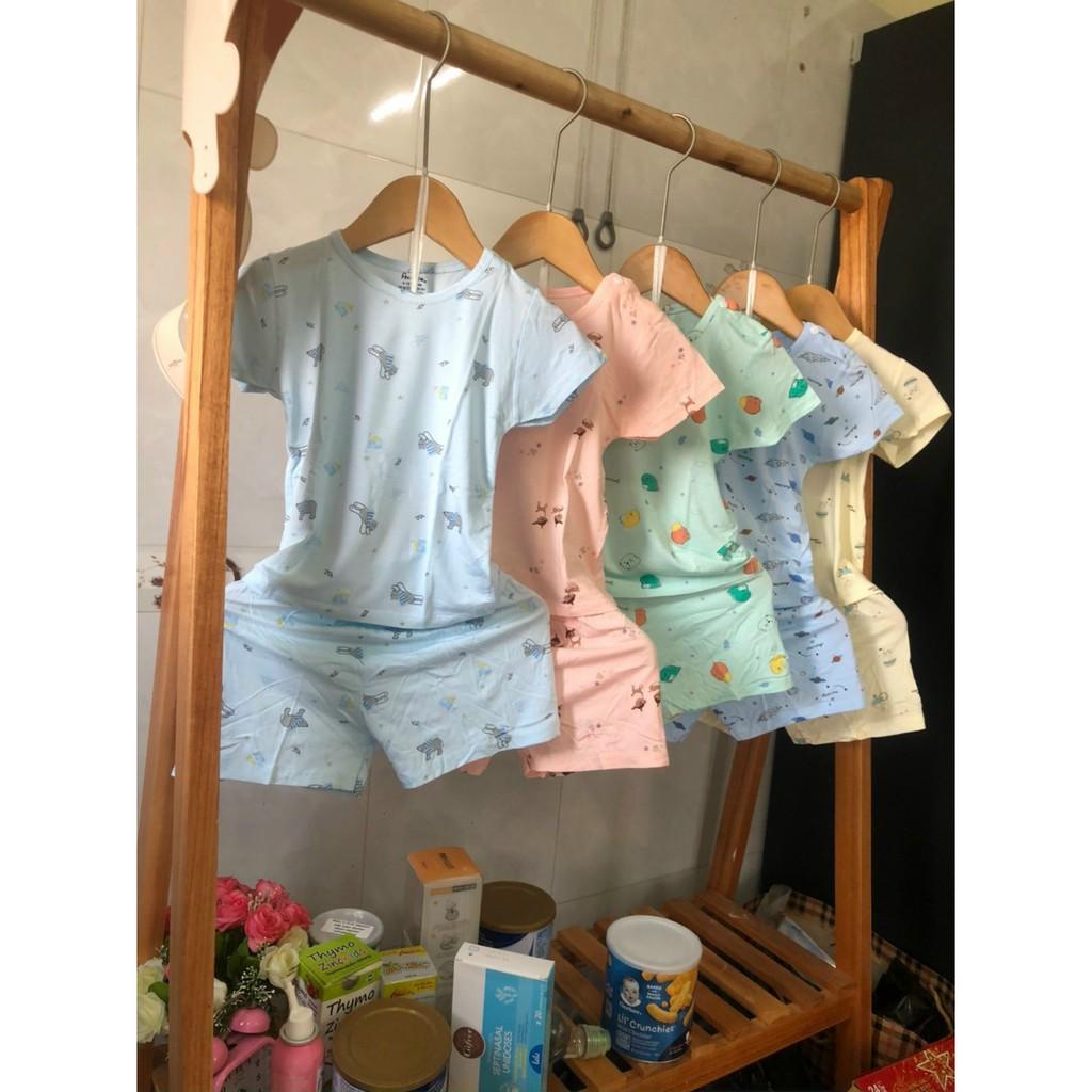 Bộ quần áo CỘC TAY thun lạnh A3 MẪ QUẦN MÀU cho bé từ 0-18 tháng