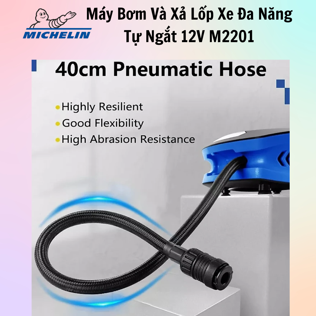 Máy Bơm Và Xả Lốp Xe Đa Năng Tự Ngắt 12V Michelin M2201 - Hàng Chính Hãng - Có Đèn Led Lớn, Cài Đặt Sẵn Chế Độ, Dễ Thao Tác Sử Dụng, Gọn Nhẹ