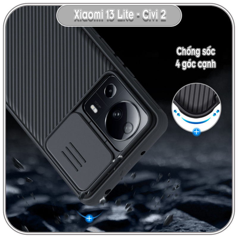 Ốp lưng cho Xiaomi 13 Lite Civi 2 Nillkin CamShield Pro che camera - Hàng Nhập Khẩu