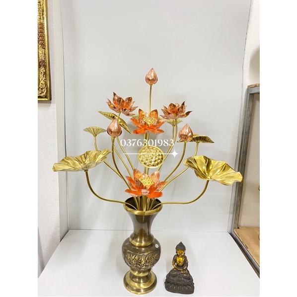 Com bo hoa sen 15 bông và lọ bông cúc cao 30cm