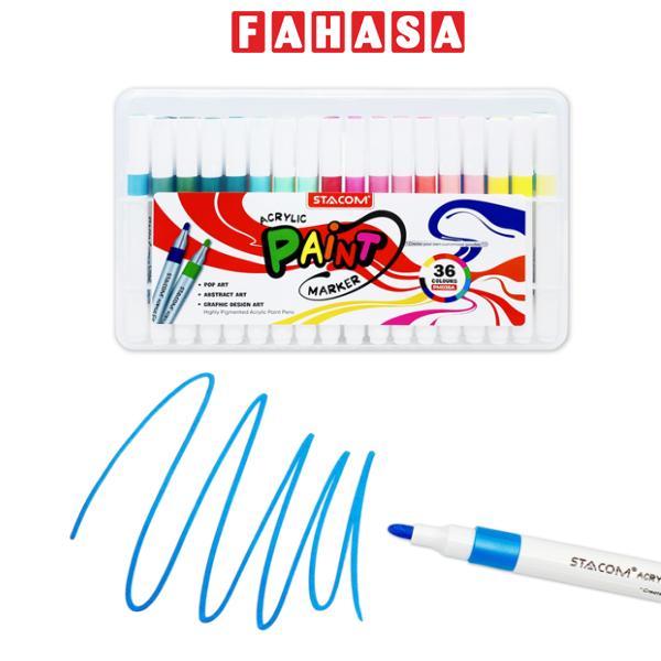 Hộp 36 Bút Dạ Màu Acrylic - Acrylic Paint Marker - Stacom PM036A