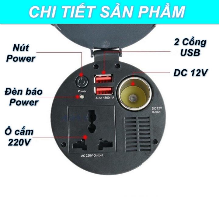 Black Engine Xe ô tô có thể dùng điện 220v, 2USB sạc nhanh - Home and Garden