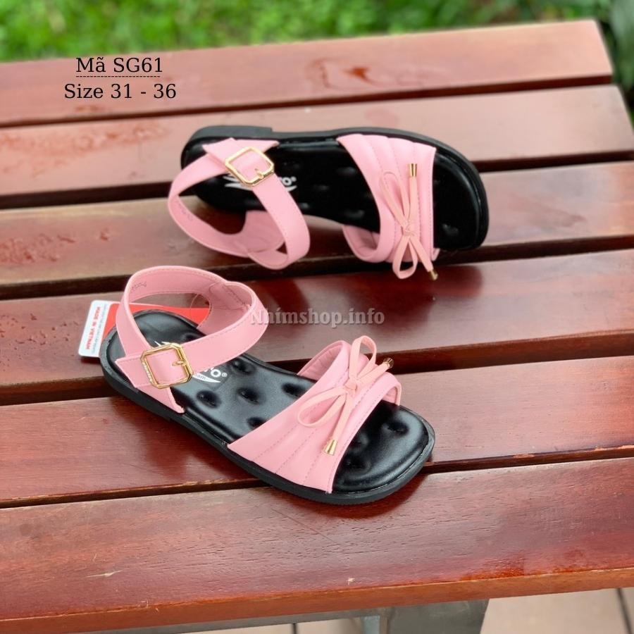 Sandal dép quai hậu bé gái Kento gắn nơ màu hồng duyên dáng và dễ thương cho trẻ em nữ 6 7 8 9 10 11 12 tuổi đi học SG61