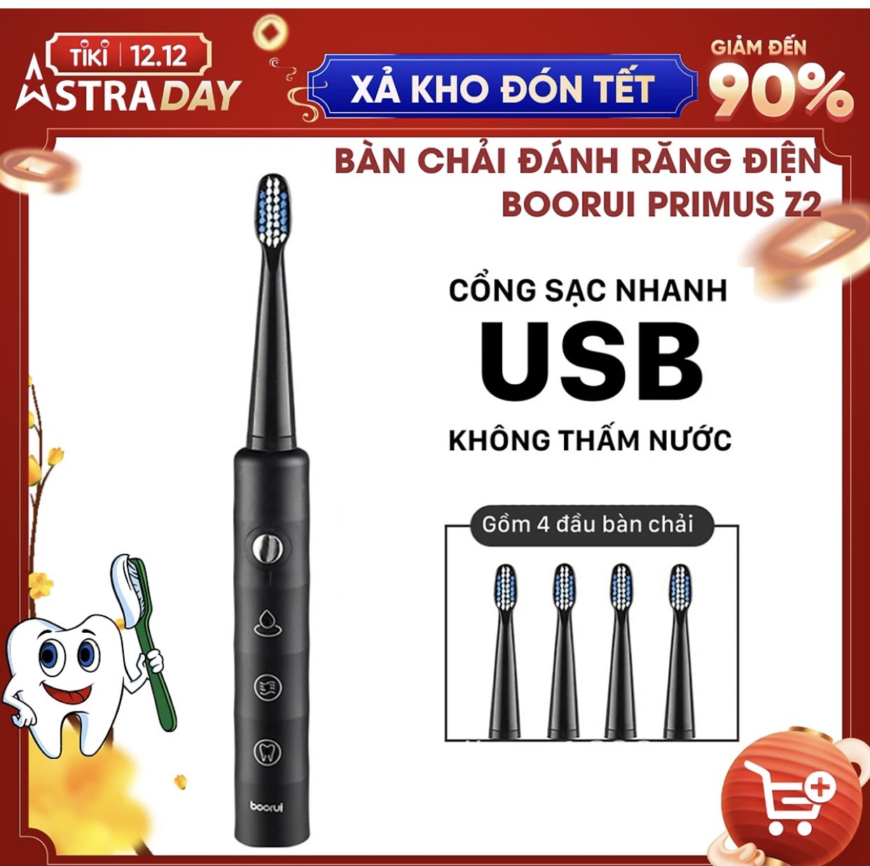 Bàn chải điện sạc USB Bàn chải đánh răng điện tự động 6 chế độ cao cấp chống nươc