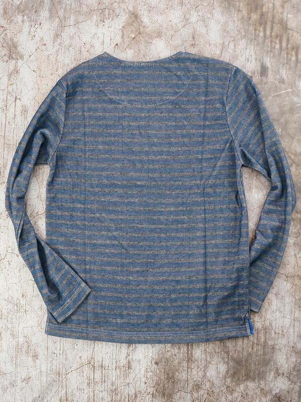 Áo Thun Nam tay Dài NAVY Organic Cotton Stripe With Boat Neck T-shirt - - SIZE M