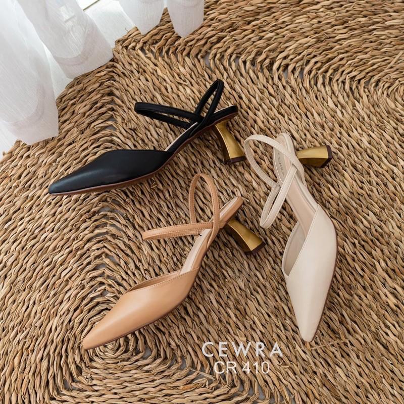 Slingback gót kim loại dây đan