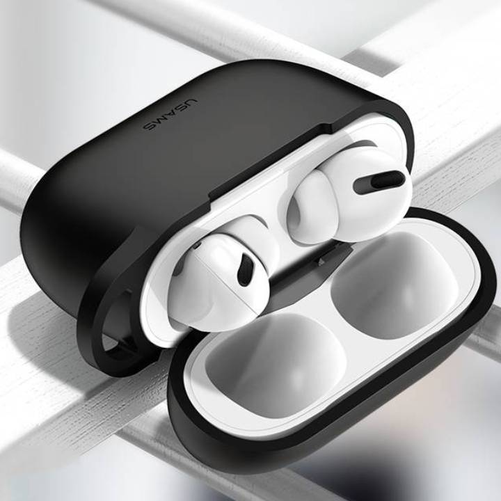 Đen - Bao case chống sốc silicon cho tai nghe Apple Airpods Pro hiệu Usams BH568 ( siêu mỏng 2mm, chống vân tay, chống bám bẩn, chống va đập, vật liệu cao cấp) - Hàng nhập khẩu